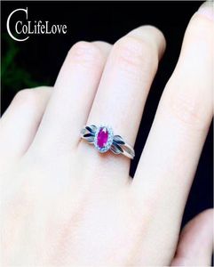 Colife Biżuteria 925 Srebrny rubinowy pierścień do zaręczyn 03ct Naturalny rubinowy pierścień Sterlinmg Silver Ruby Jewelry6870208