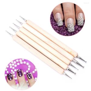 Nagelkonstsatser 5st 2-vägs trähand prickande penna multi-storlek Marbleizing Tool Professional Tools Tools