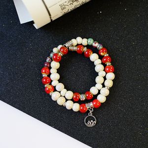 Desempenho de alto custo criativo Novo estilo chinês Círculo duplo Cerâmica Bracelete de garota étnica Acessórios de pulseira artística de moda