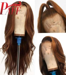 Paff lång peruk 360 spets frontal peruk brun färg spets front människoleger med baby hår brasiliansk remy för kvinnor4038342