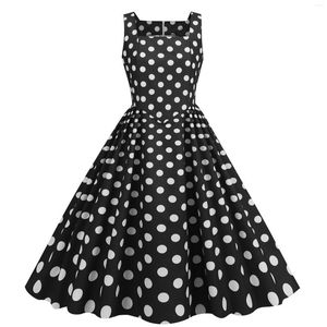 Casual Dresses Amazon Polka Dot ärmlös svängklänning