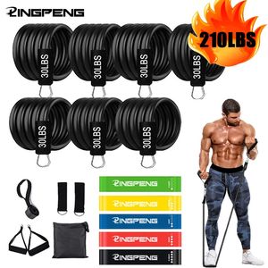 Resistance Bands Set 7 Piece Exercise Band Portable Home Gym Accessories Professional Fitness Elastic Rubber Workout Expander 240419