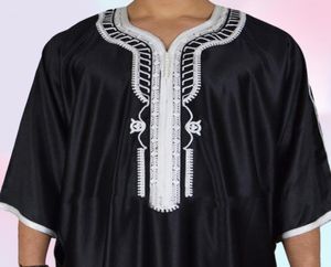 民族服イスラム教徒の男性カフタンモロッコの男性ジャラビヤドバイジュバトーベコットンロングシャツカジュアルユースブラックローブアラブ服ps9040676