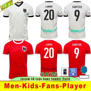 2024 Maglie Austria Austria Euro Soccer Jersey Souvenir Arnautovic Shirt da calcio a casa via Alaba Camisetas de Futbol Men Kids Sabitzer Lienhart Uniforme