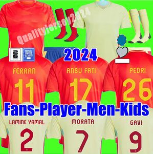 2024 2025スペインジャージーフットボールジャージーナショナルチームユニフォーム23 24 Morata Canales Ansu Ferran Asnsio Fati Koke Asla Pedri Morata子供キットメンズフットボールシャツ