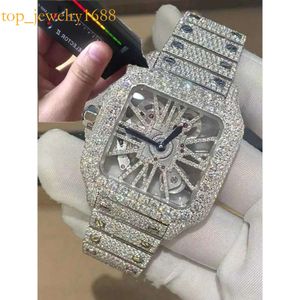 JKBJ Wristwatch Digner Custom Skeleton Sier Moissanite Diamond Watch Pass TtTed Quartz Movement Top Men's Frozen Sapphire