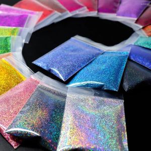 Glitter de unhas 10g/bolsa holográfica colorida para decoração em pó de pigmentos brilhantes Pigmentos Acessórios Supplies