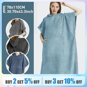 Surf Poncho Tonto Poncho Poncho de Towel Quick Towel Microfiber Beach Robe Mudança de Poncho Towel Poncho para Adultos 240415