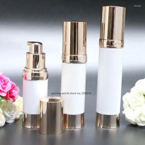 Storage Bottles 30ml White Airless Bottle With Gold Pump/lid/bottom Used For Lotion/foundation/serum/liquid Foundation/essence Skin Care