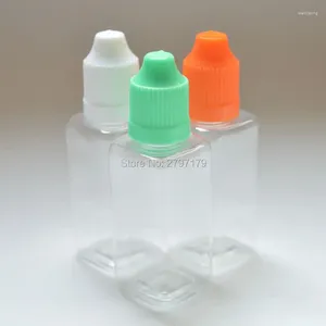 Bottiglie di stoccaggio 20pcs PET Square bottiglia vuota da 30 ml di gemelli in plastica trasparente con cappuccio a prova di bambino per contagocce liquida