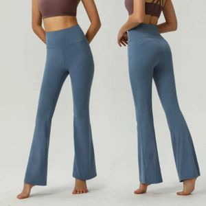 2024 Allinea LU-088 Donne Yoga Pants Solido colore nudo sport sport a forma di vita stretta a battitura da jogging sport womens nine punti svasati di alta qualità