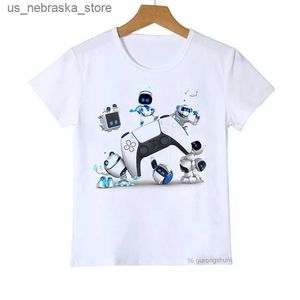 Thirts Fun Boy T-Shirt Astros Playroom Cartoon Printed Childrens T-Shirt Summer Disual Boy Clothing Childrens T-Shirt Shirt Sleeved Top Q240418