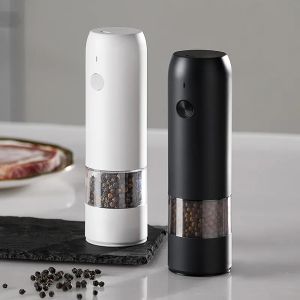 Mills Mills Electric Automatic Salt and Pepper Grinder Set Laddningsbar med USB Gravity Spice Mill Justerbara kryddor Köksverktyg 2305