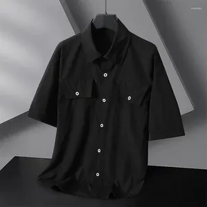 メンズカジュアルシャツ150kgの男性夏の薄い大きなサイズ半スリーブの黒いシャツ9xl 8xl