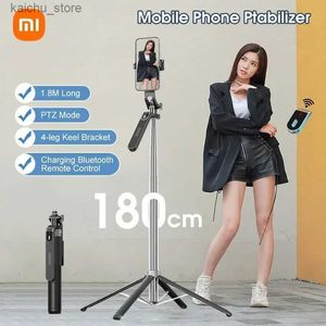 Selfie Monopods Selfie Stick1.8m Patld-Tilt Anti Shacting Camera Stabilizator Automatyczne saldo selfie Statyw z Bluetooth Remote Y240418