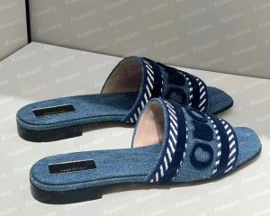 Designer Women Slides Sandals Platform Platform Platform Denim Beach Jelly Resta sceneggiatura ricamata Muli in autunno estate all'aperto con scatola