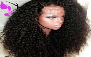 Snabb sidodel Högtemperatur Fiber Afro Kinky Curly Wig Glueless Black Synthetic Spets Front Wig For Africa American WO3588087