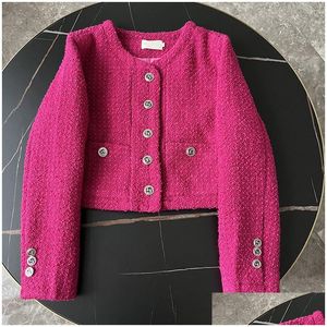 Womens Jackets High Quality French Chic T Woven Pink Women Jacket Short Coats Autumn Western Fashion Casual Woman Clothing 230922 Drop Dhudh