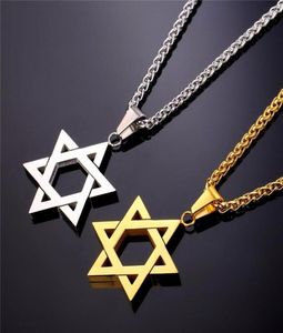 Collare Magen Star of David Pendation Израильский сеть ожерелья Женщины из нержавеющей стали Иудаика Золото Черное Цвет Еврейское ювелирные изделия P813271020369