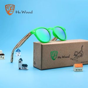 Hu Wood Kids Solglasögon Träglasögon för Girls Boys Eyewear UV400 Multi-Color Frame Sun Glasses Shades Oculos GR1003 240412