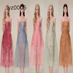 2024HAUTE COUTURE Elbise İlkbahar/Yaz R3D Flowe Sequins Dantel Perspektif Elbiseler Kadınlar İçin 28RR 2EKG