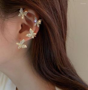 Hoopörhängen 925 Silver Shiny Zircon Butterfly Earcuff For Women utan Piercing Earring Fashion Ear Clip Bride Wedding Jewelry9392402