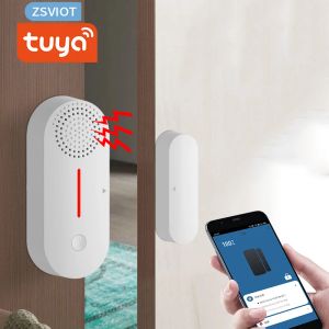 Sistema Tuya Smart Wi -Fi Porta Porta Sensor Som Wi -Fi Porta do alarme de segurança Abra os detectores fechados App Controle remoto Braço de tempo e desarmar