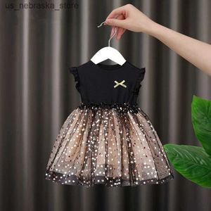 Vestidos de menina meninas de bebê estrelas de verão elegante vestido princesa crianças mangas roupas de festa de aniversário de 0 a 6 anos de idade, vestido de puffy q240418