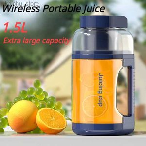 Juicers 1.5L Fruit Juice Cup Mini Portable Mixer Smoothie Orange and Lemon Juice Extractor Electric Citrus Press Sports Water Bottle Y240418