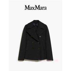 Women's Coat Cashmere Coat Designer Fashion Coat MaxMaras 2024 Spring/Summer New Product Womens Double Breasted Coat Dark Blue