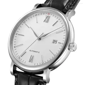 Armbanduhr Luxus Herren mechanische Uhr Automatisch schwarzes Leder Reloj Hombre