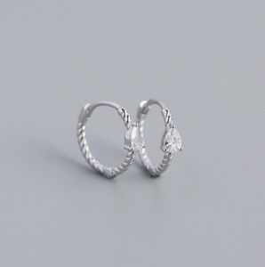 100 925 Sterling Silver Geometric Small Circle Hoop Earrings for Women Girls Wedding Engagement Colorful CZ Zircon Earring1789267