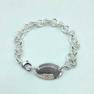T S925 Sterling Silver Oval Pendant Exclusive Bracelet Original High Quality Jewelry Lovers Wedding Valentine Gift175G