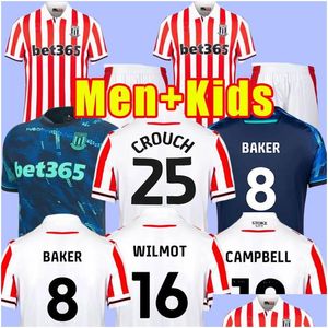 Maglie da calcio 23 24 Stoke City Mikel Campbell Smith Fletcher Powell Brown Clucas Kit di casa 2023 2024 Baker Men Kid Kit Kit Football Shir Dh0fz