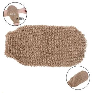 Peeling Exfoliating Shower Body Brush Jute Gloves Foaming Bath Handduk Torka Massage utan att be om hjälp 0418