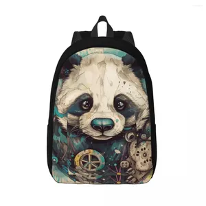 Backpack Panda Canvas Backpacks Realism Cartoon Soft Elegant Campus Bags