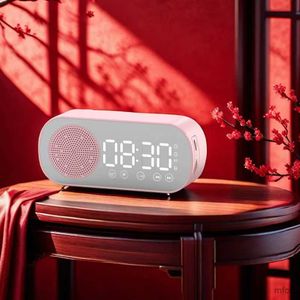 Portable Speakers Bluetooth Connection Clock Double Alarm Clock Bluetooth Speaker Clock Hifi Sound Quality Fm Radio for Portable Outdoor Lawn