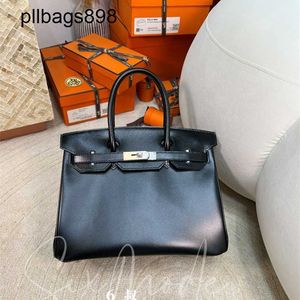 Handmade 7a Handbag Bikns Genuine Leather Original Box Leather Smooth BK30 Uncle Wax ThreadOD9C