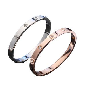 Pulseira de luxo de alta qualidade 2024 pulseira de aço de titânio na moda com diamante inserir amor parafuso de punho de punho de jóias