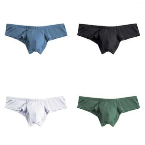 Men Underpants Briefs Ice Silk No Trace Thongs Underwear Cool Mens Brief Gay Sexy Seamless Thin Panties Pouch Bikini Thong s