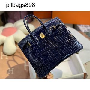 Madeira 7a Bolsa Bokns Bikns Genuine Lexury Crocodile Skin 25cm Midnight Blue Womens43O0