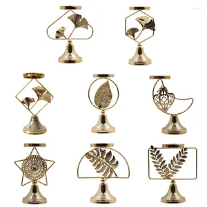 Ljushållare metallhållare Moon Star Sun Geometric Candlestick Tealight For Home Wedding Party Romantic Dinner Decoration