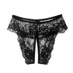 Briefs XL XXL XXXL 4XL Plus Size Underwear Women Sexy Open Crotch Panties Lace Transparent Thongs for Sex Lingerie Nightwear