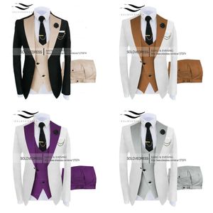 Mensagens de capa de jaqueta de Blazers masculinos para o traje de negócios casual HighEnd Social formal 3 PCs Conjunto de noivos Men 230726 20726