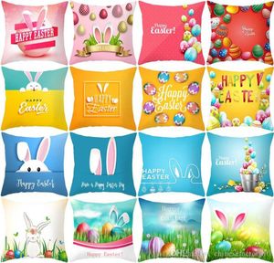 89 Style Easter Bunny Pillow Case Lett Rabbit Egg Print Cover 4545CM Sofa Dep Cushion Covers Happy Easter Home Decorati6734217