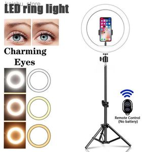 Continuous Lighting 26cm LED selfie ring light photo LED selfie ring light USB remote fill light for Tiktok Youtube video live streaming with tripod Y240418