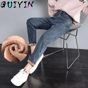 Frauen Jeans warme Hosen für Frauen plus size winterblau leichte massive dünne Fleeces dicker Bleistift mit Velvet Denim Streetwear