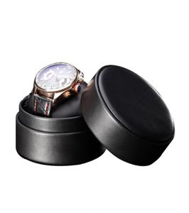 Black Leather Watch Storage Boxes Case Single Organizer Case New Brand Roll Watch Gift6469186