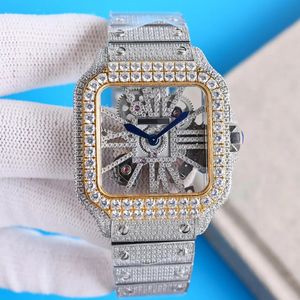 I designer guardano Diamond Hollow out orologi inossidabile cinghia in acciaio impermeabile per la vita quotidiana lussuosa business tample orologio coppia regalo 39,8 mm