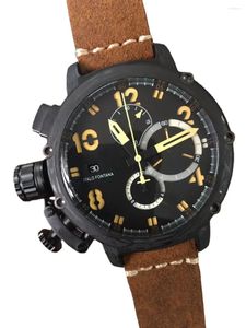 Wristwatches Luxury Mens Mechanical Automatic U Watch Black Boat Cow Leather U51 Sport Watches